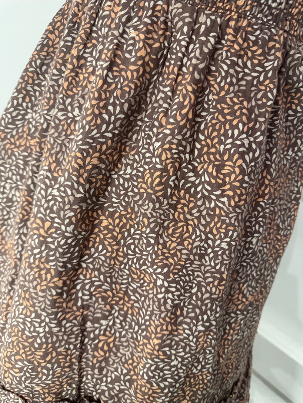 aerie Brown Floral Tie-Shoulder Smocked Mini Dress - Picture 4 of 4